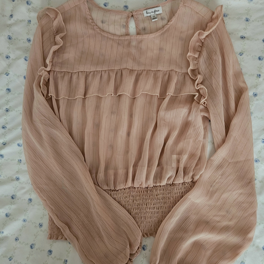 Love Fire Pink Ruffled Smocked Blouse